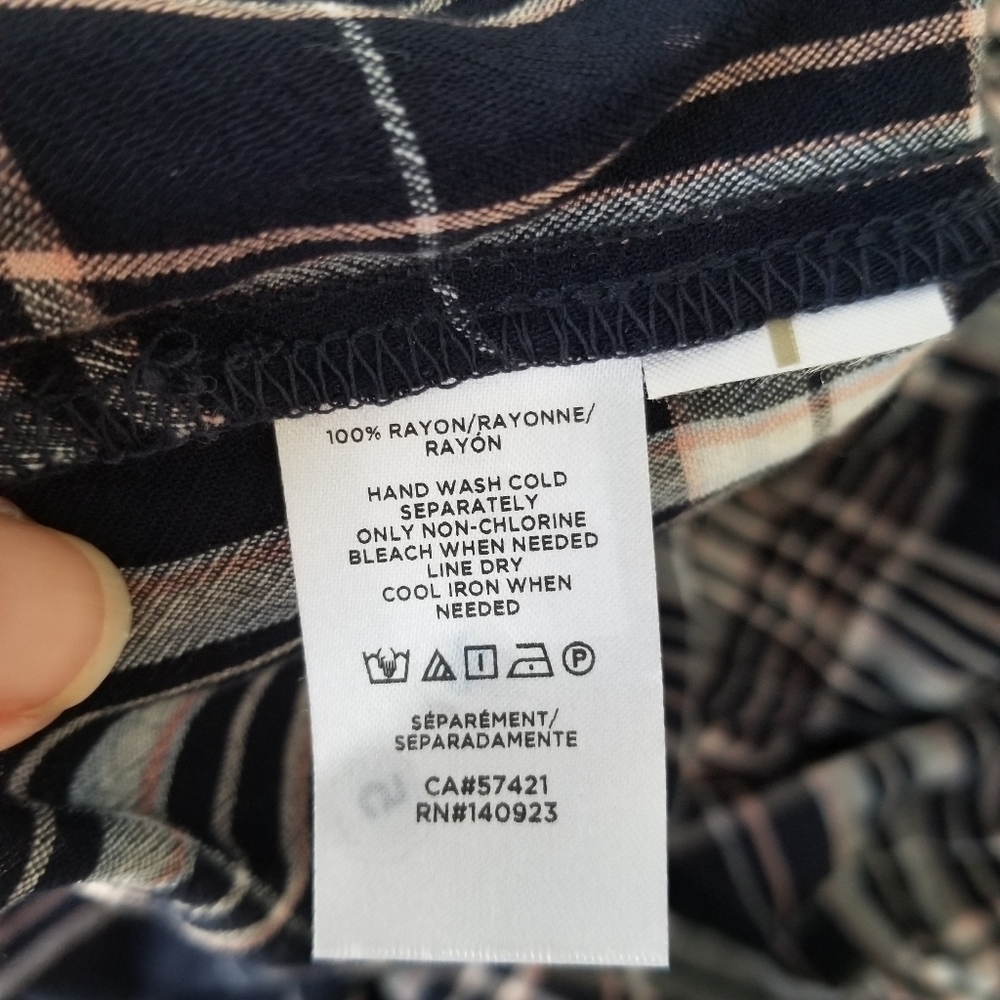 LOFT Plaid Ruffle V Neck Swing Dress Size XS - Picture 8 of 15